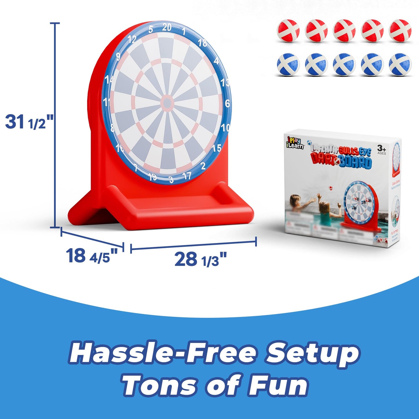 iPlay iLearn Inflatable Dart Board Pool Toy – Fun Water Games for Kids & Teens