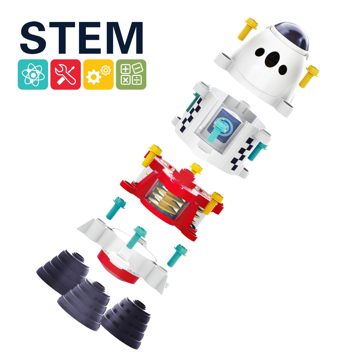 iPlay iLearn Rocket Space Toy – Space Shuttle Playset with Lights, Two Astronauts, STEM Take-Apart Gift for Ages 3-8