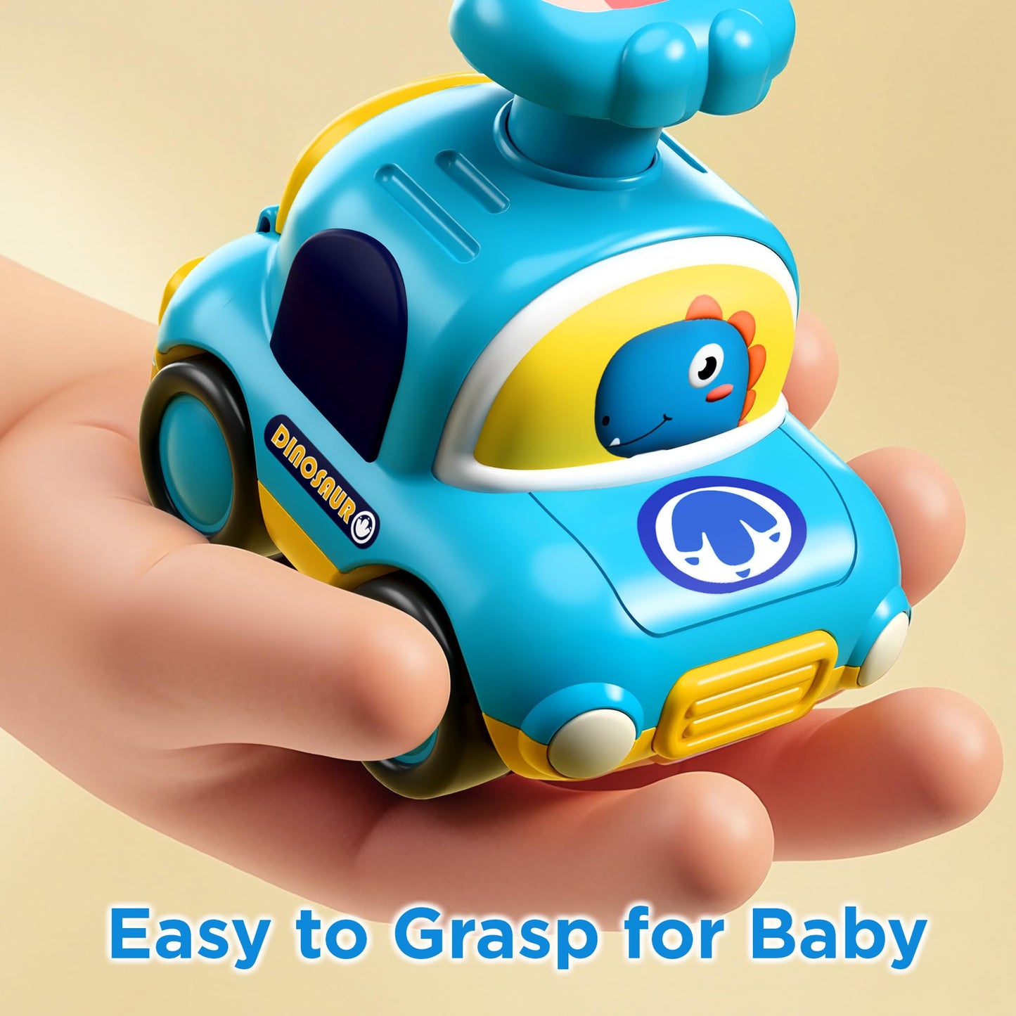 iPlay iLearn Press to Go Dinosaur Car Toys – 4-Pack for Toddlers 12–24 Months