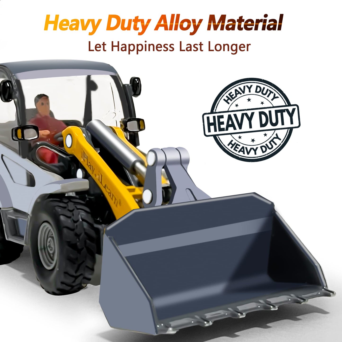 iPlay & iLearn Heavy Duty Construction Playset: Diecast Trucks, Excavator, Backhoe & Bulldozer for 3-6 Year Olds