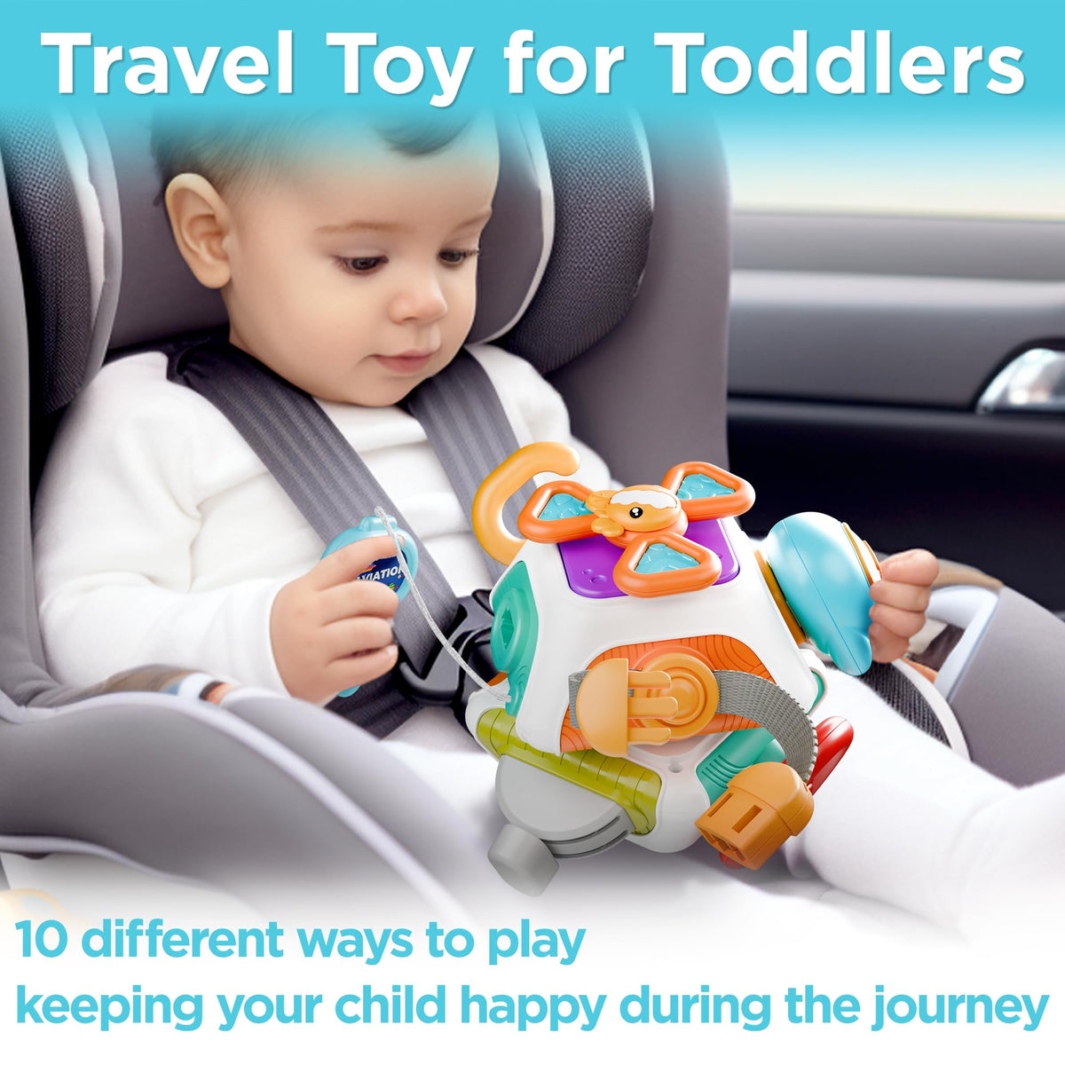 iPlay iLearn 10-in-1 Busy Board Cube – Montessori Sensory Toy for Babies & Toddlers