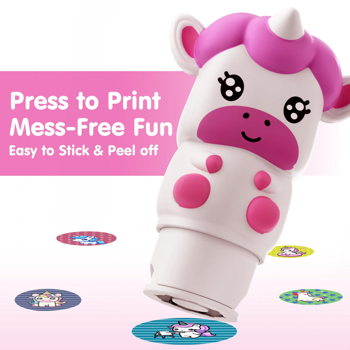 iPlay iLearn Unicorn Sticker Stamp Set – 400+ Stickers + 18-Page Activity Book | Mess-Free Creative Craft for Kids 3–6