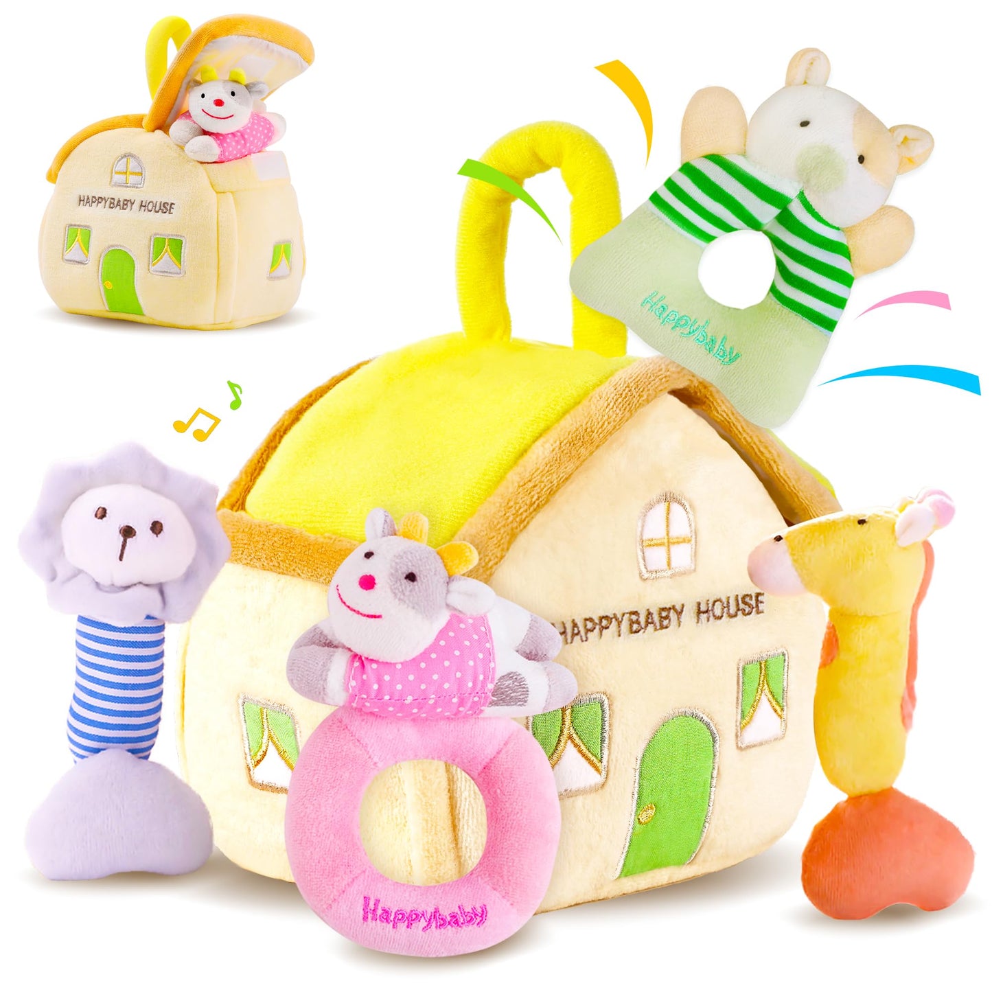 iPlay iLearn Baby Jungle Plush Rattle – Sensory Toys for 0-12 Months