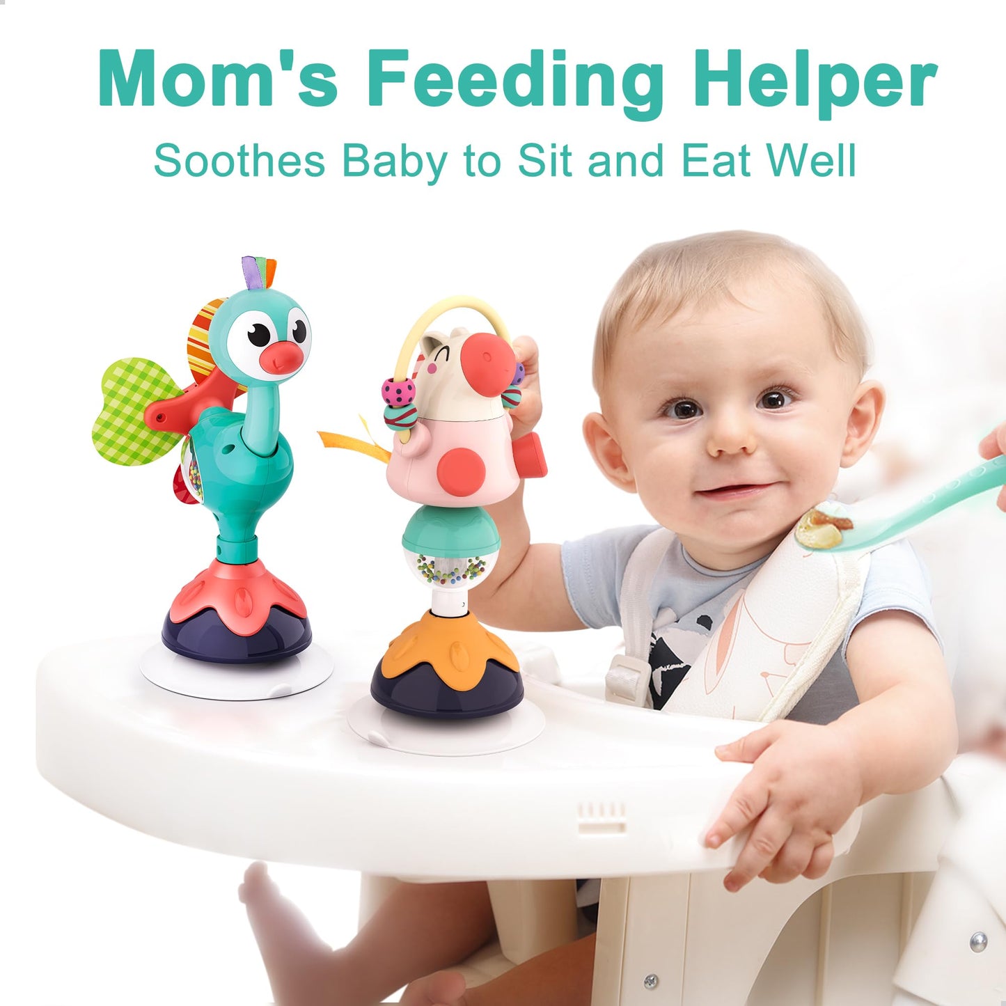 iPlay iLearn Baby Rattles Set – Suction High Chair Toys for 6–24 Months