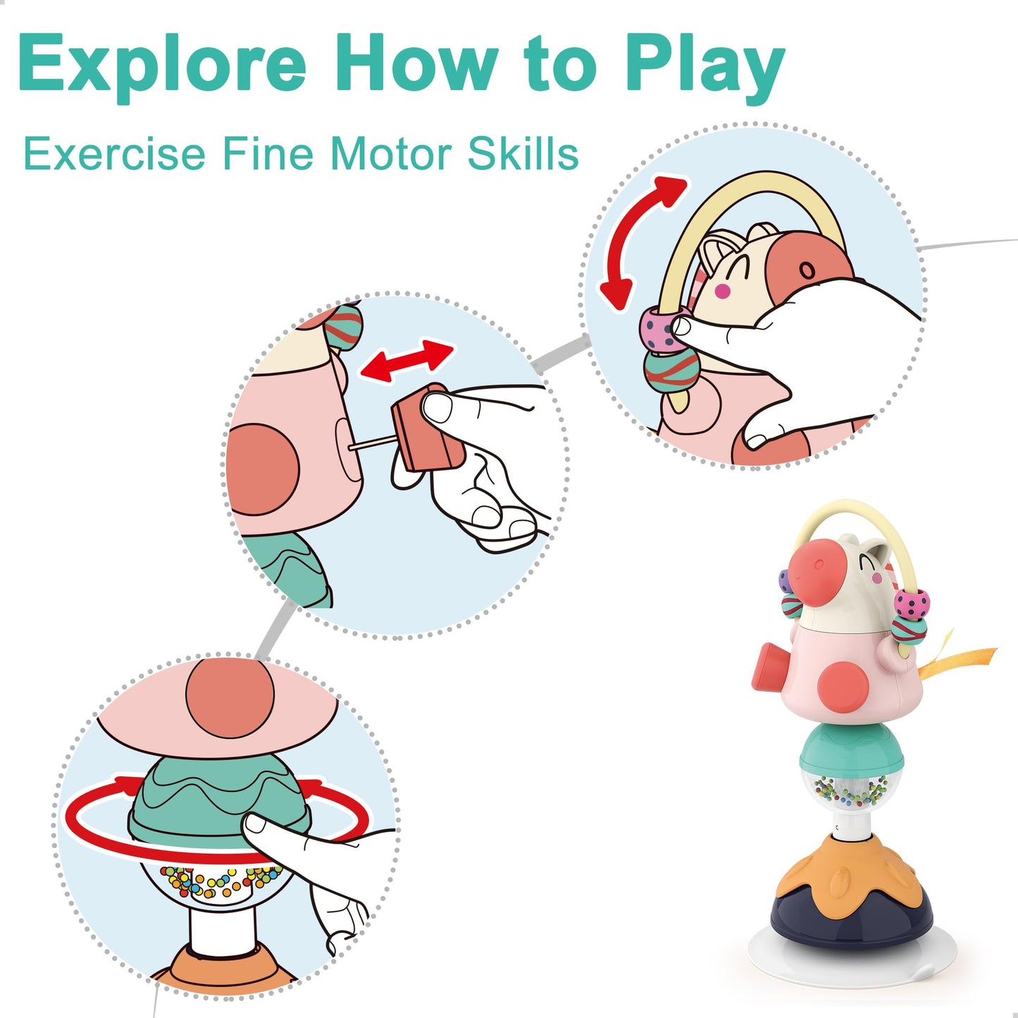iPlay iLearn Baby Rattles Set – Suction High Chair Toys for 6–24 Months