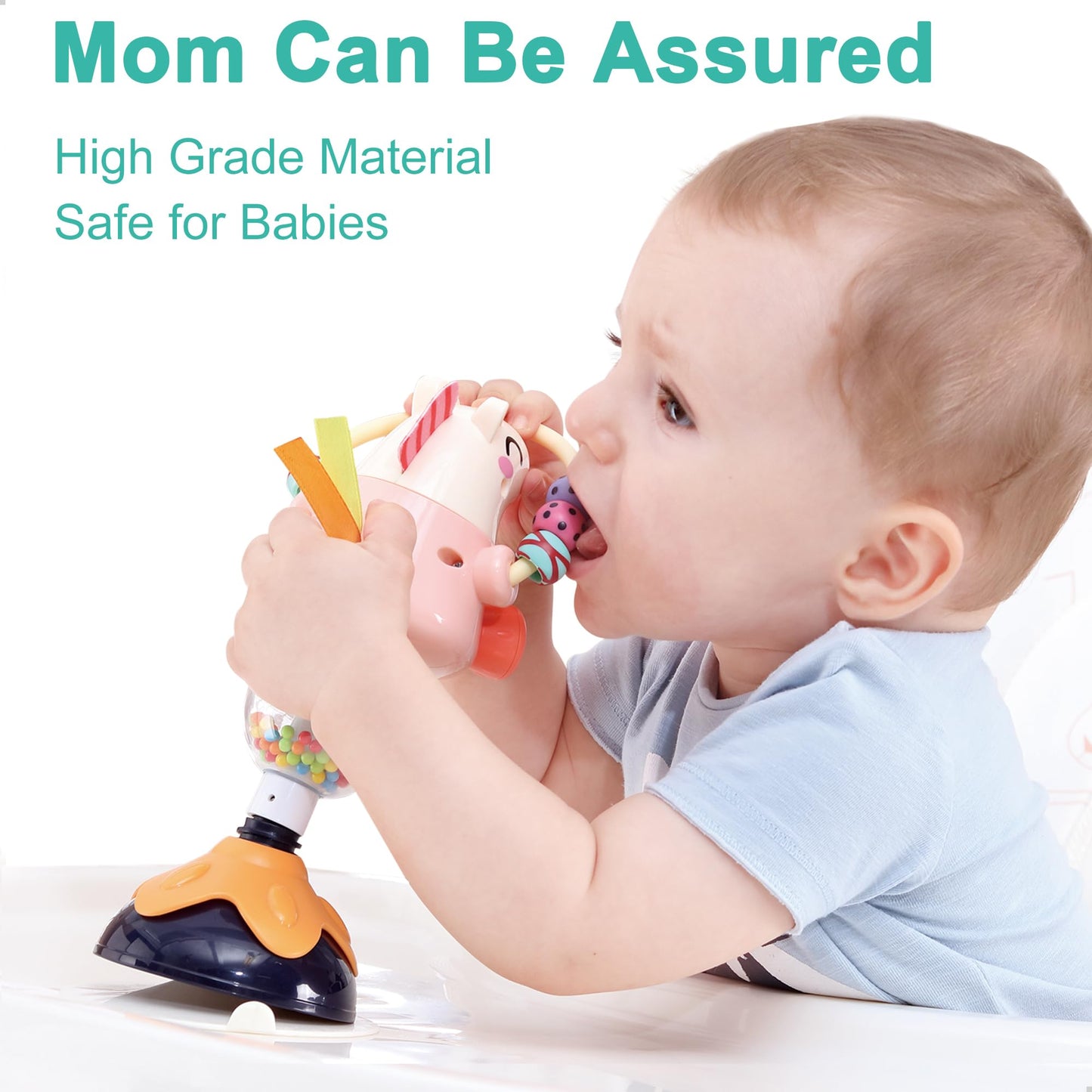 iPlay iLearn Baby Rattles Set – Suction High Chair Toys for 6–24 Months