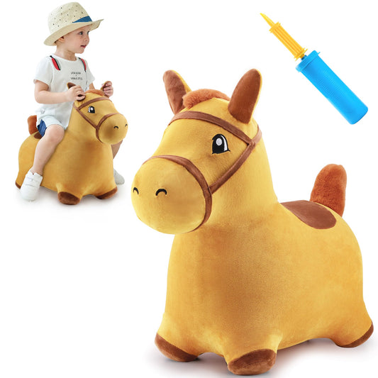iPlay iLearn Bouncy Pals Hopping Horse — Plush Ride-On Toy for Toddlers 18M-4Y