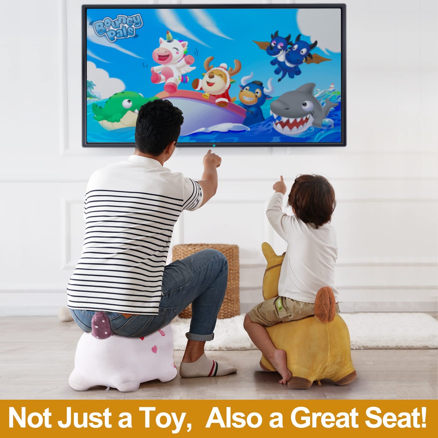 iPlay iLearn Bouncy Pals Hopping Horse — Plush Ride-On Toy for Toddlers 18M-4Y