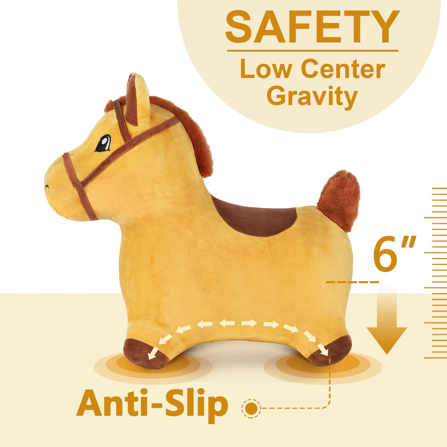 iPlay iLearn Bouncy Pals Hopping Horse — Plush Ride-On Toy for Toddlers 18M-4Y