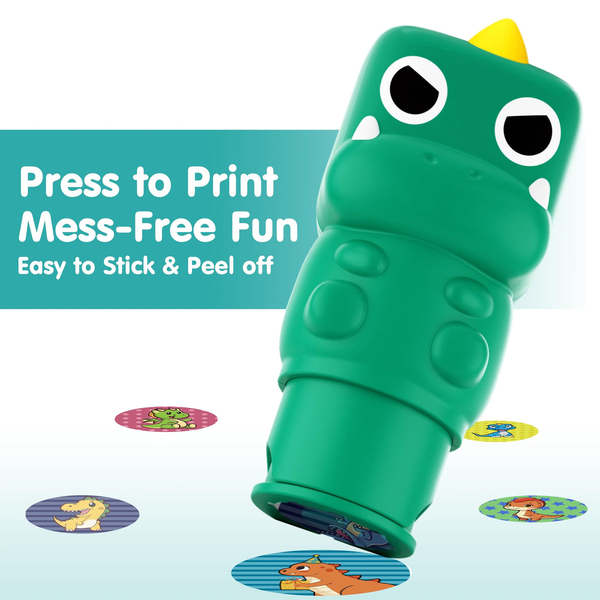 iPlay iLearn Kid Dinosaur Sticker Stamp Set – 400+ Stickers, 18-Page Activity Book, Mess-Free Art for Ages 3–6