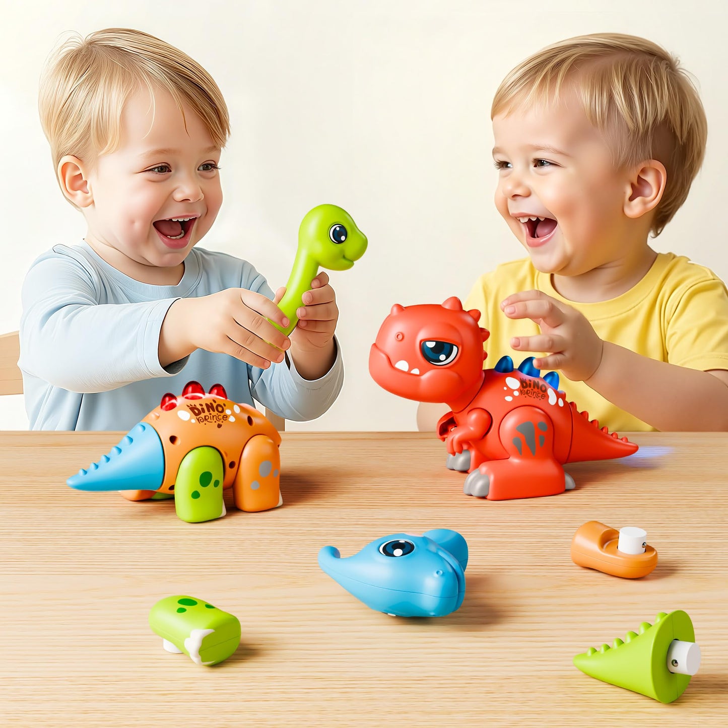 iPlay iLearn Toddler Dinosaur Toy – Easy Take Apart Dino Building Set with Lights & Roars