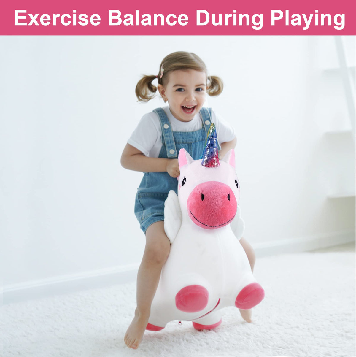 iPlay iLearn Hopping Unicorn Horse – Toddler Ride-On Bouncer Toy