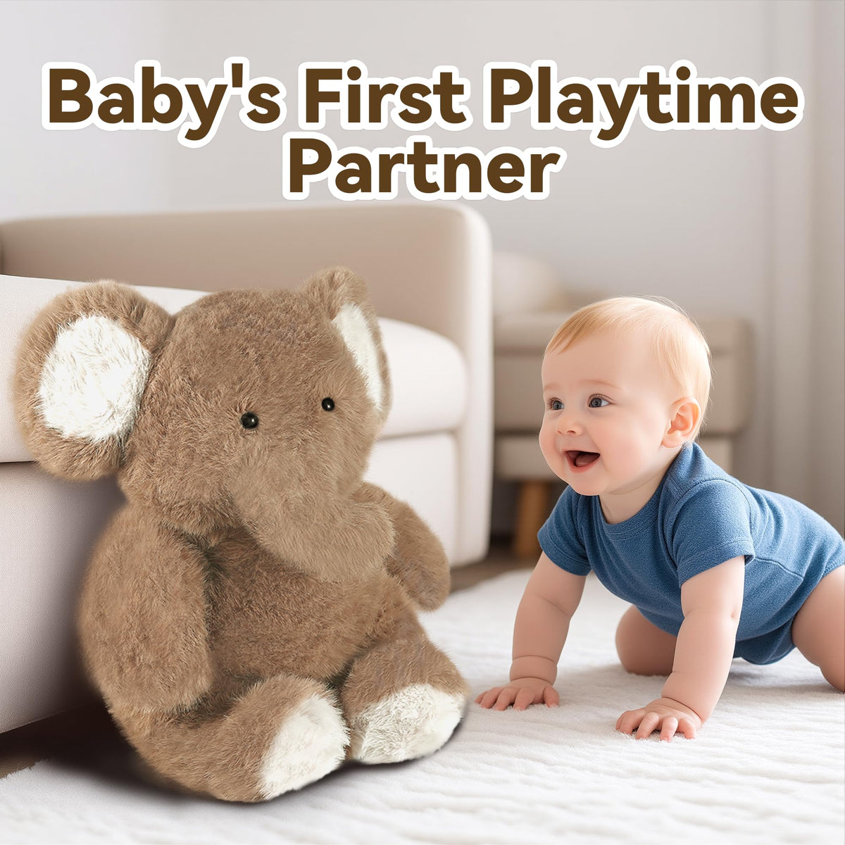IPlay iLearn Elephant Plush Toy - 18-Inch Soft Baby Elephant Stuffed Animal