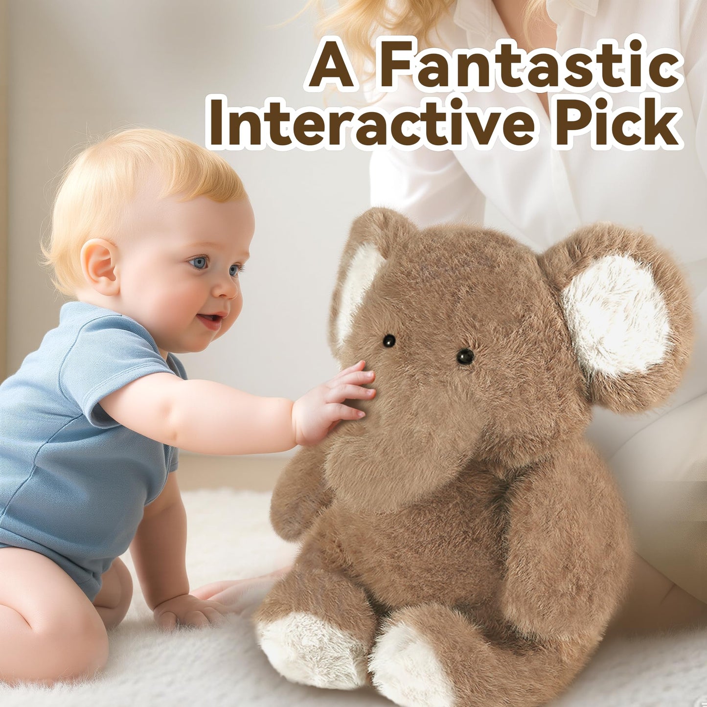 IPlay iLearn Elephant Plush Toy - 18-Inch Soft Baby Elephant Stuffed Animal
