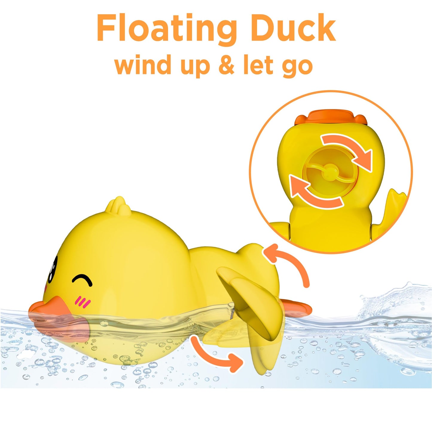 iPlay, iLearn Baby Duck Bath Toy Set – Windmill Suction, Wind-Up Duck, Fishing Net & Floating Animals