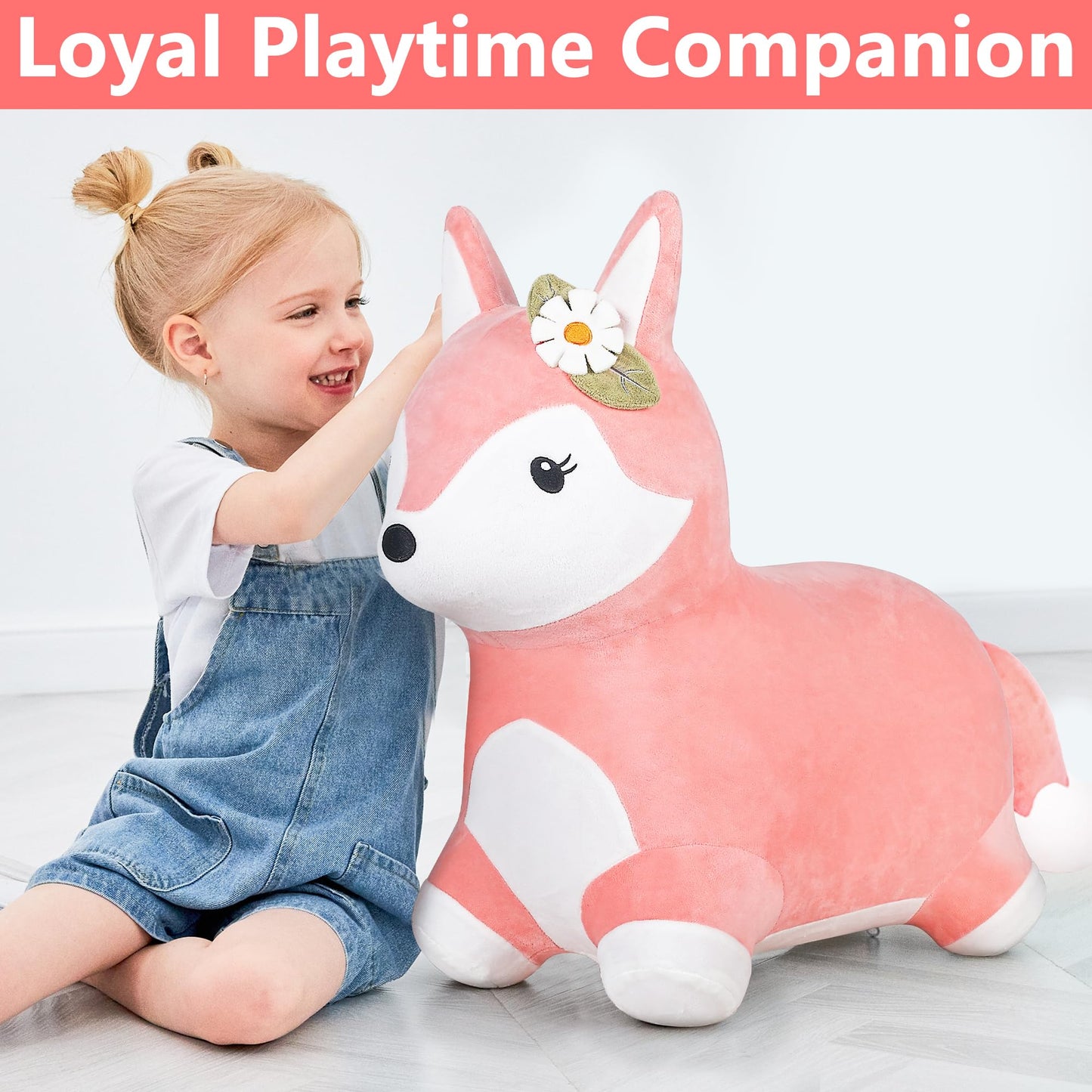 iPlay iLearn Fox Hopper – Plush Fox Ride-On Bouncer for Toddlers (Indoor & Outdoor)