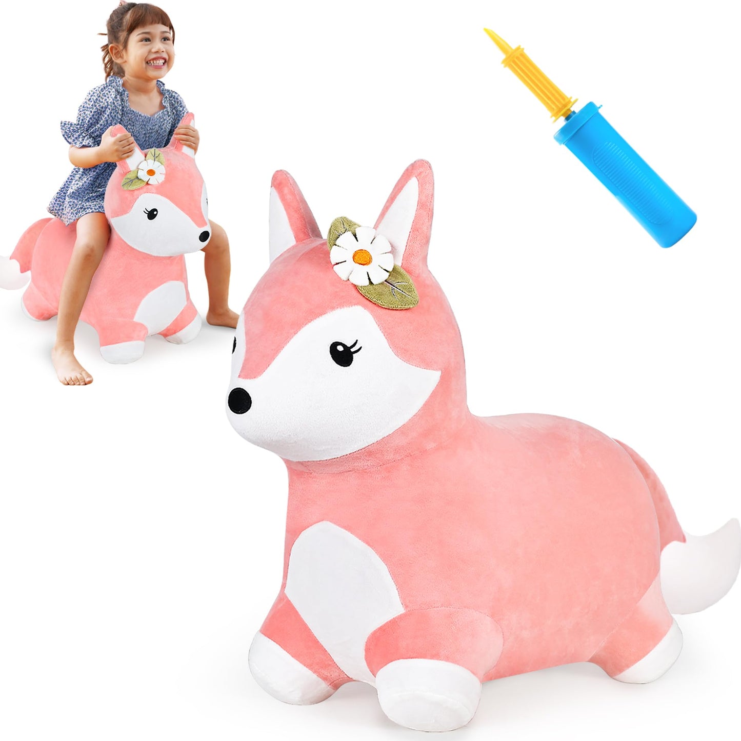 iPlay iLearn Fox Hopper – Plush Fox Ride-On Bouncer for Toddlers (Indoor & Outdoor)