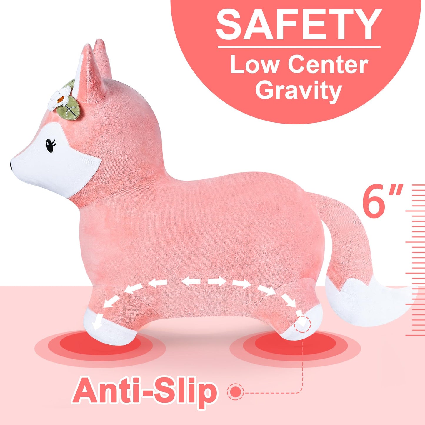 iPlay iLearn Fox Hopper – Plush Fox Ride-On Bouncer for Toddlers (Indoor & Outdoor)