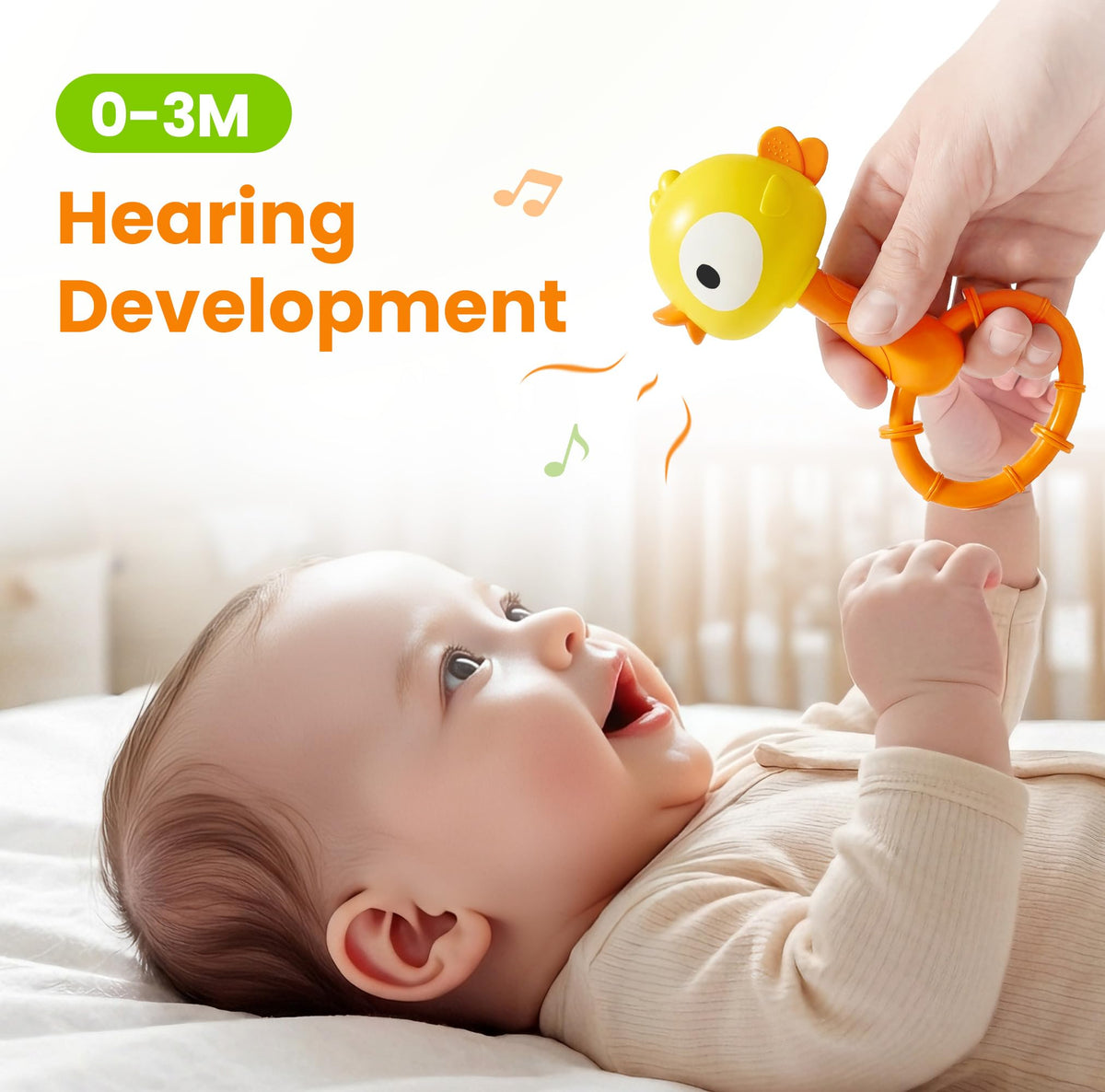 iPlay iLearn Baby Maracas Rattle Set — Infant Animal Shaker Toys for 0–18 Months