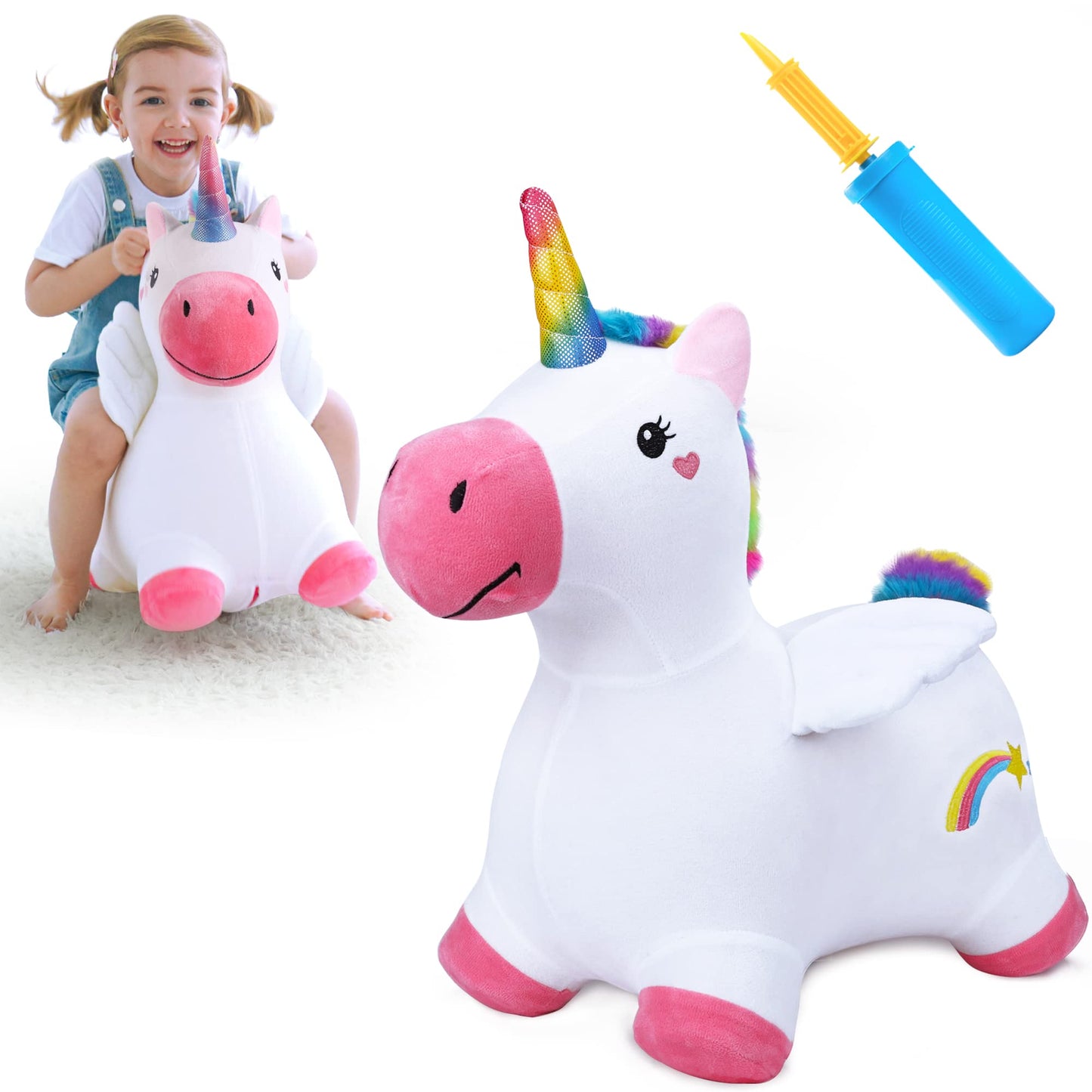 iPlay iLearn Hopping Unicorn Horse – Toddler Ride-On Bouncer Toy