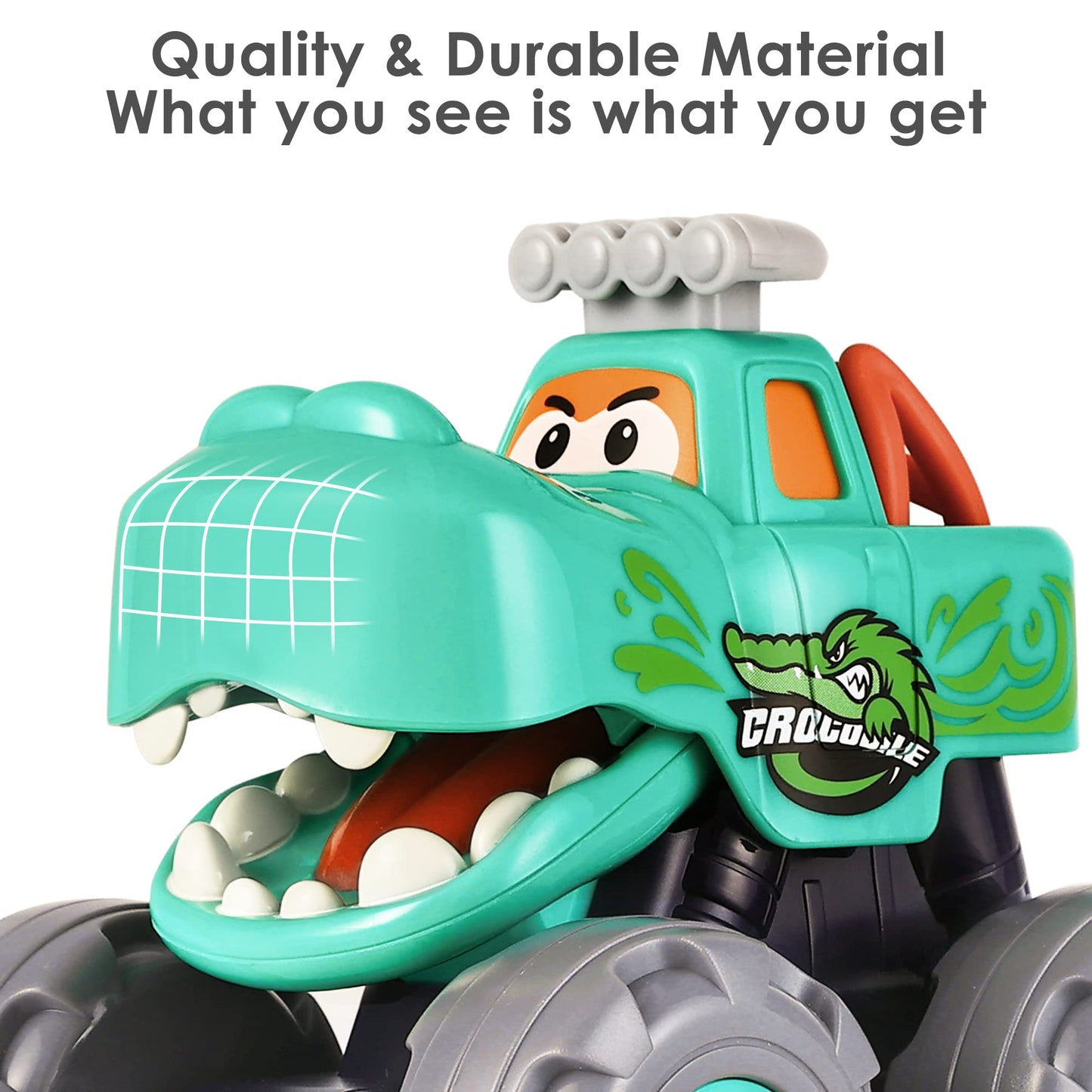 iPlay iLearn 3PCS Monster Truck Toys – Friction, Pull-Back & Push-Go Animals for Toddlers (12–48 Months)