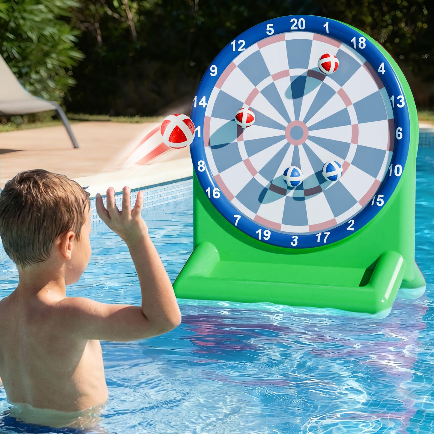iPlay iLearn Inflatable Dart Board Pool Toy – Water Games for Kids & Family