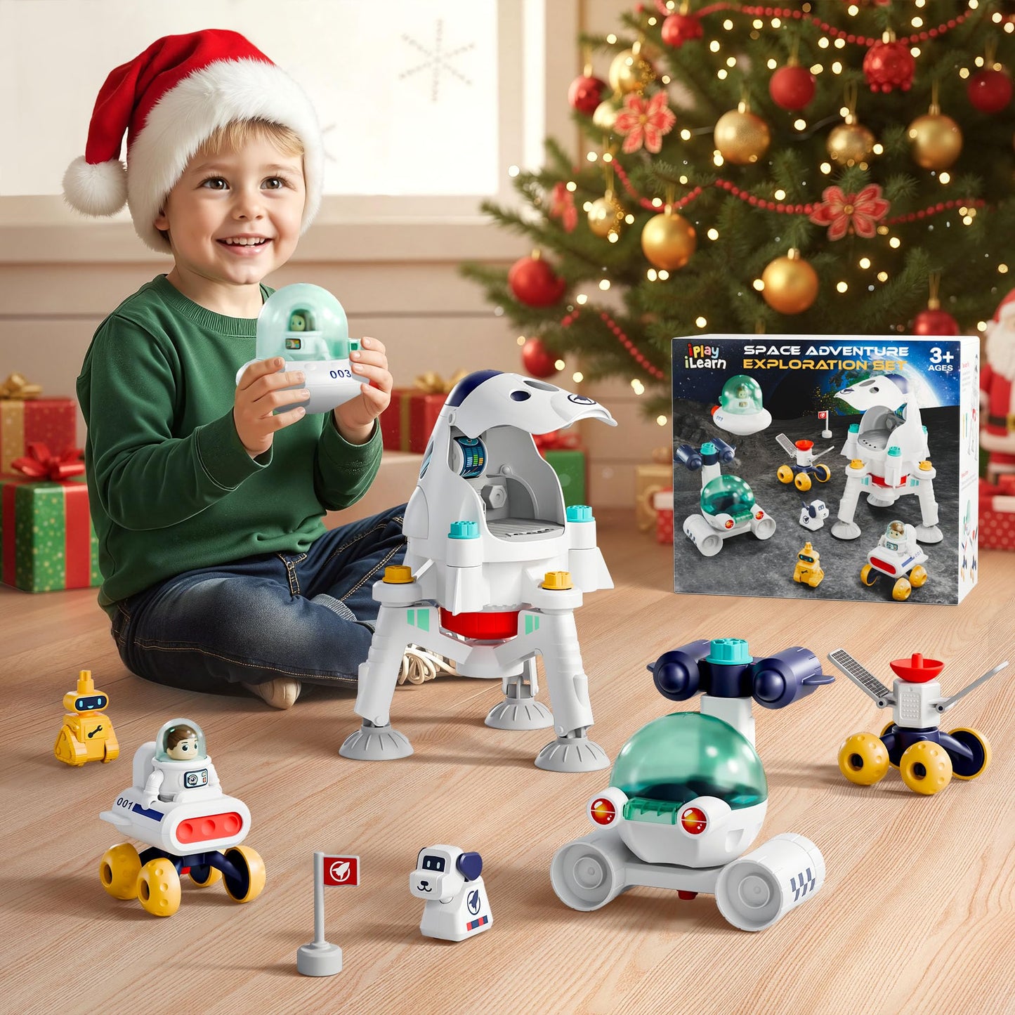 iPlay iLearn Interstellar Space Station Playset – Lunar Module, Satellite Tower, Robot Dog Screwdriver