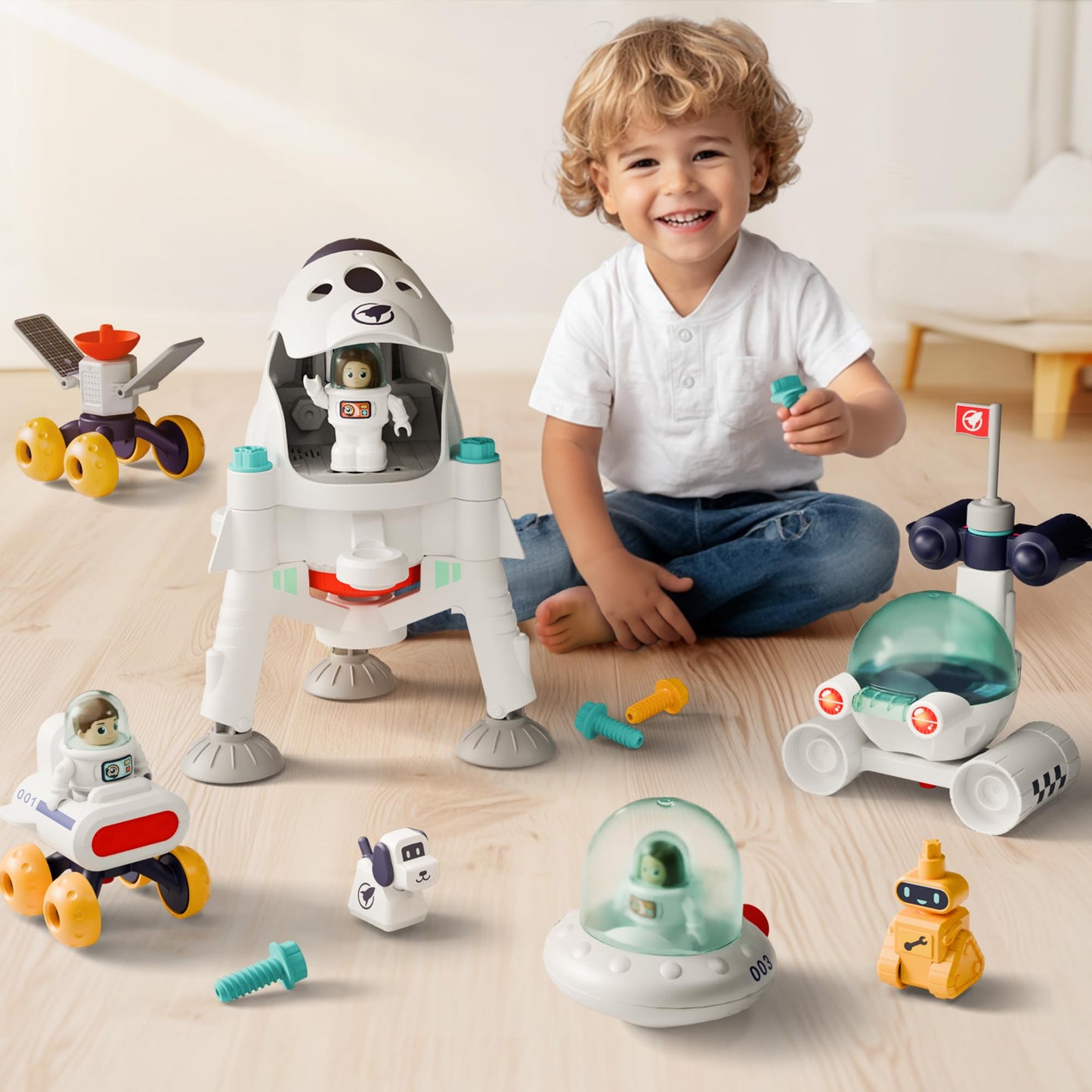 iPlay iLearn Interstellar Space Station Playset – Lunar Module, Satellite Tower, Robot Dog Screwdriver