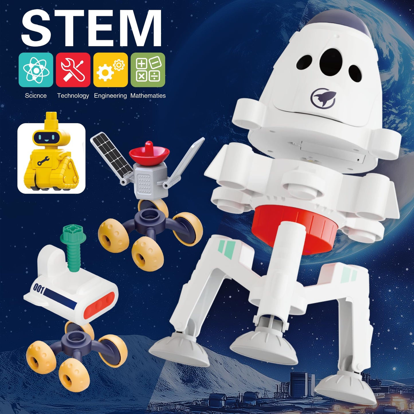 iPlay iLearn Interstellar Space Station Playset – Lunar Module, Satellite Tower, Robot Dog Screwdriver