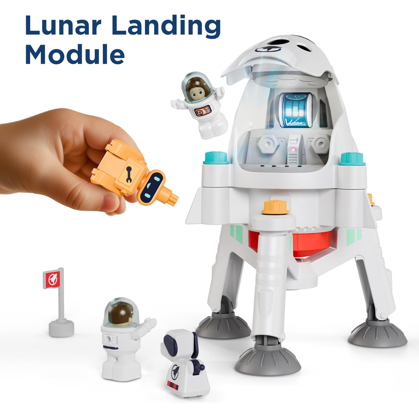 iPlay iLearn Interstellar Space Station Playset – Lunar Module, Satellite Tower, Robot Dog Screwdriver