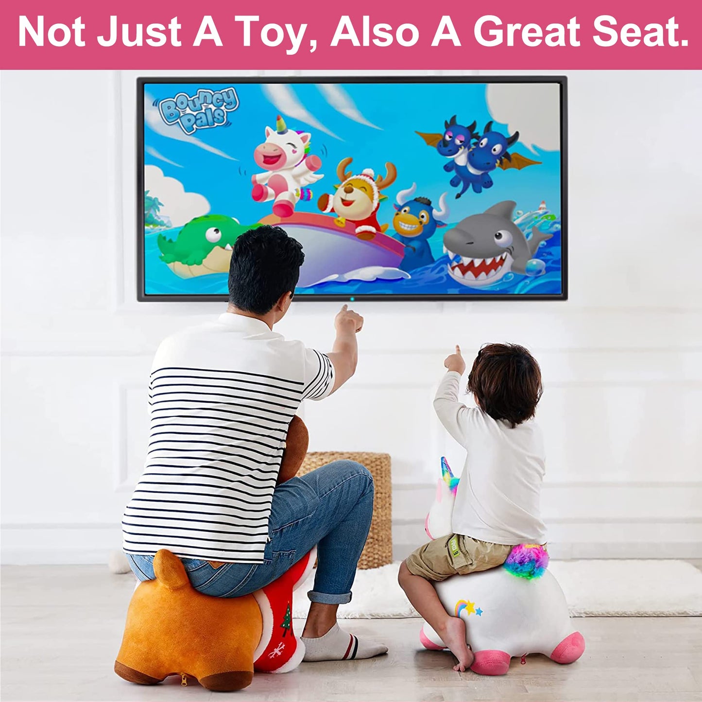 iPlay iLearn Hopping Unicorn Horse – Toddler Ride-On Bouncer Toy