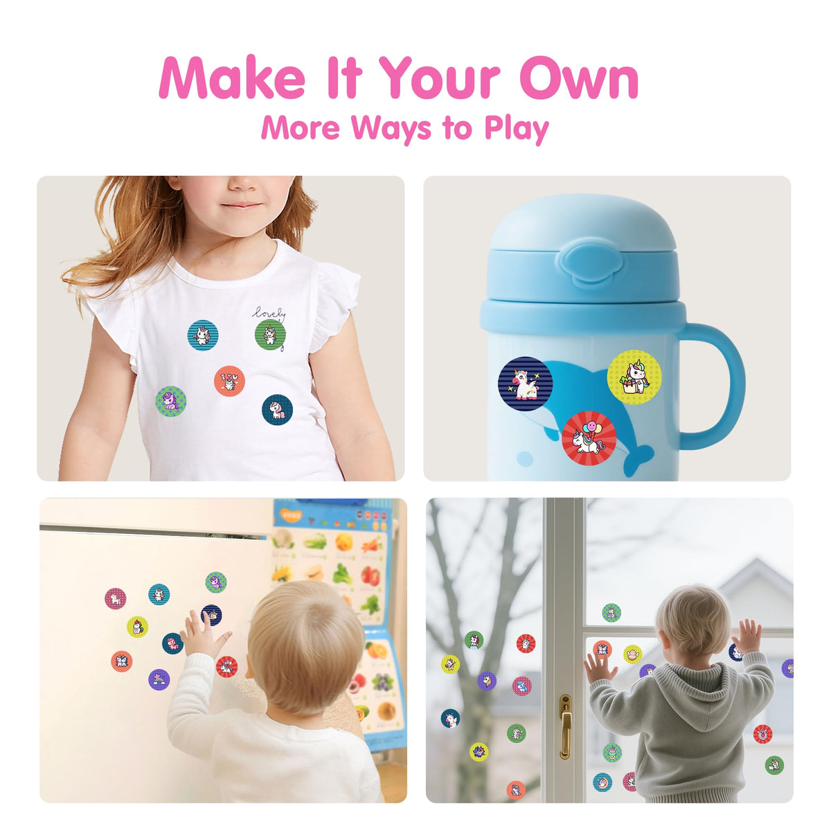 iPlay iLearn Unicorn Sticker Stamp Set – 400+ Stickers + 18-Page Activity Book | Mess-Free Creative Craft for Kids 3–6