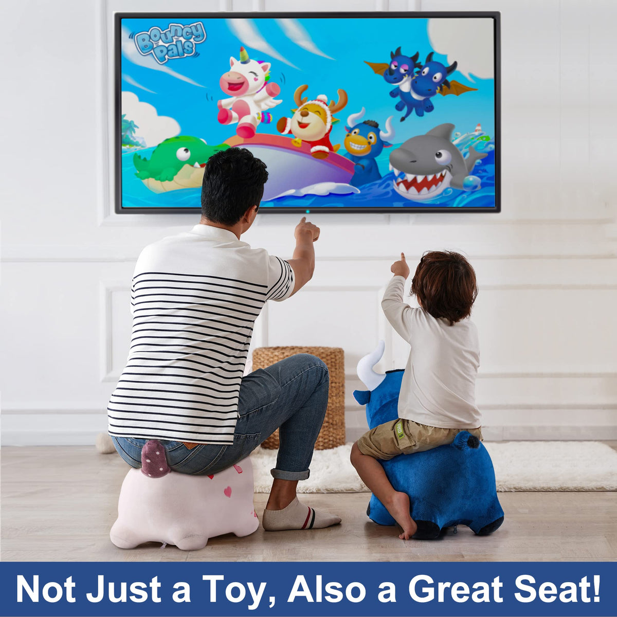iPlay, iLearn Bull Hopping Horse – Plush Inflatable Ride-On Toy for Kids