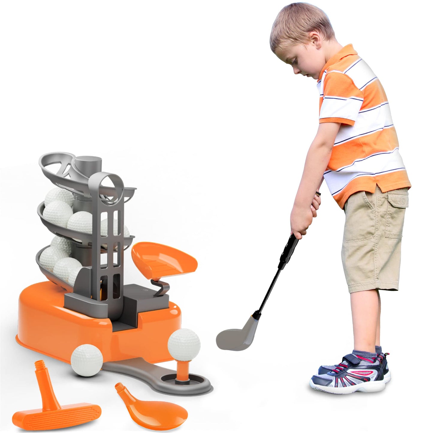 iPlay iLearn Kids Golf Set with Left & Right Club Heads – Outdoor Toy for Ages 3-5