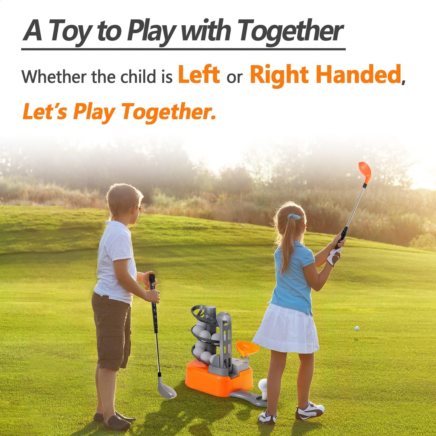 iPlay iLearn Kids Golf Set with Left & Right Club Heads – Outdoor Toy for Ages 3-5