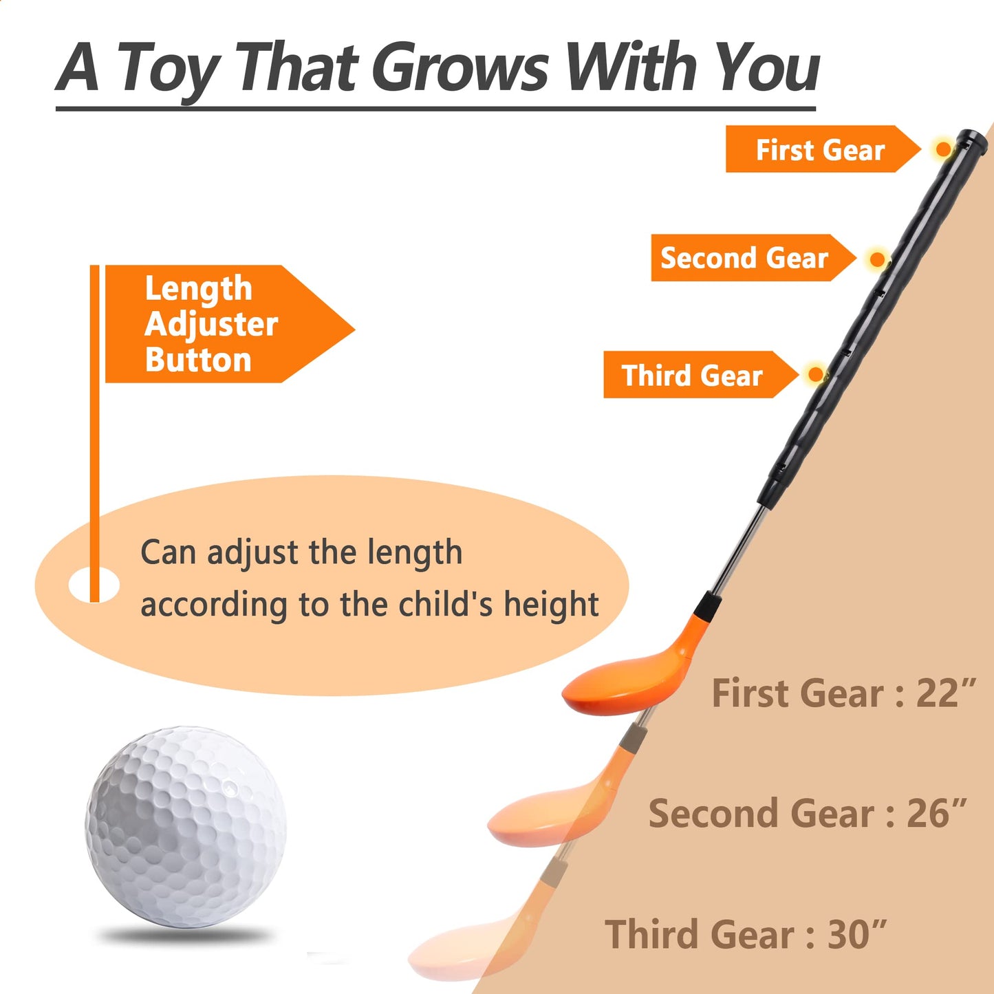 iPlay iLearn Kids Golf Set with Left & Right Club Heads – Outdoor Toy for Ages 3-5