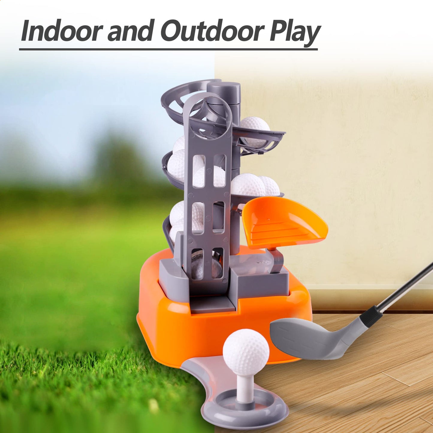 iPlay iLearn Kids Golf Set with Left & Right Club Heads – Outdoor Toy for Ages 3-5