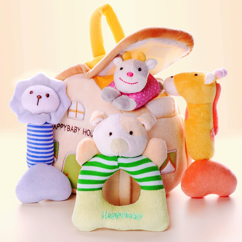 iPlay iLearn Baby Jungle Plush Rattle – Sensory Toys for 0-12 Months
