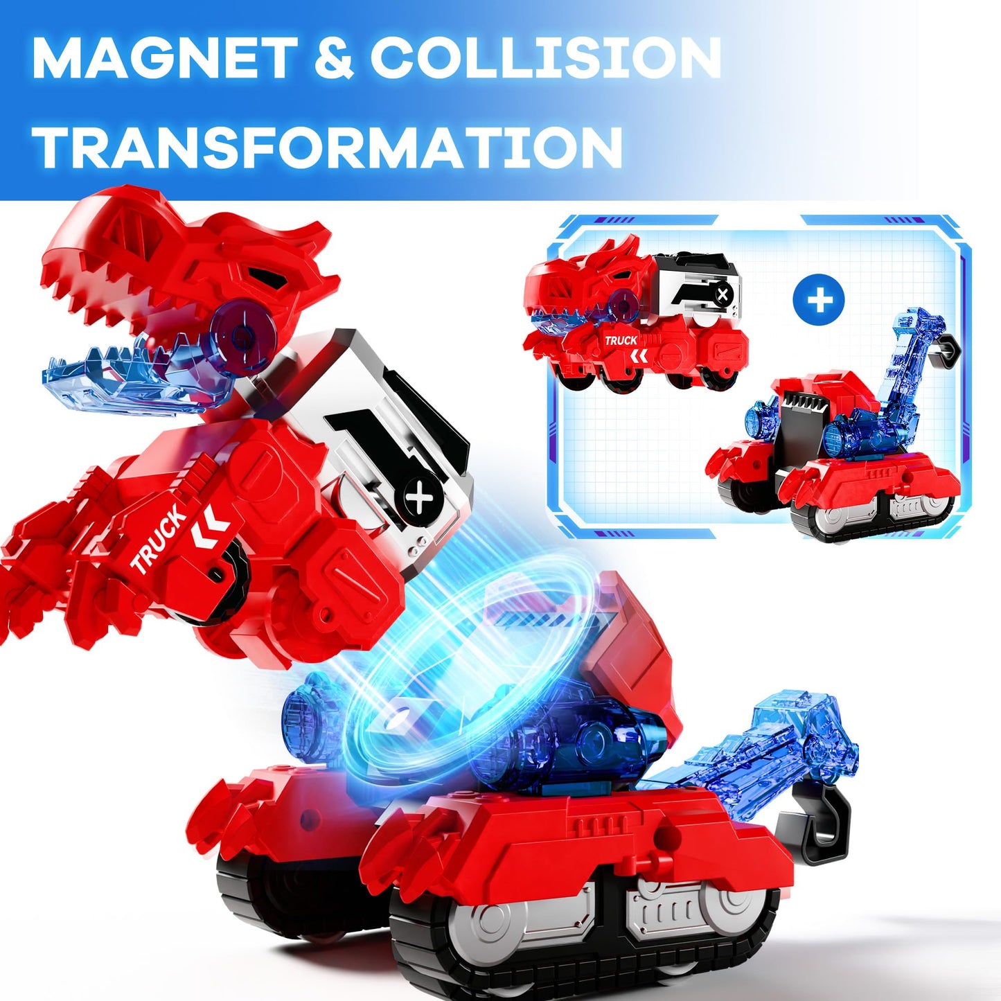 iPlay iLearn Dinosaur Transformer Robot Toy – 6-in-1 Magnetic Dino Cars for STEM Learning (Ages 3-8)