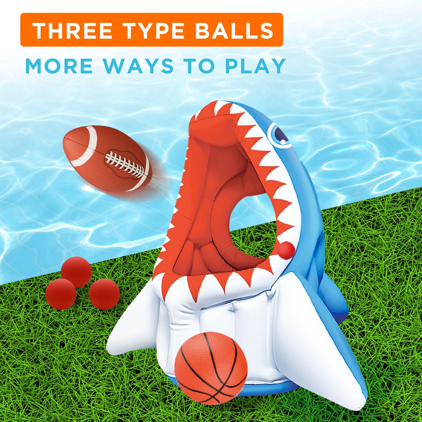 iPlay iLearn Kids Shark Pool Toy — 3-in-1 Inflatable Pool Game