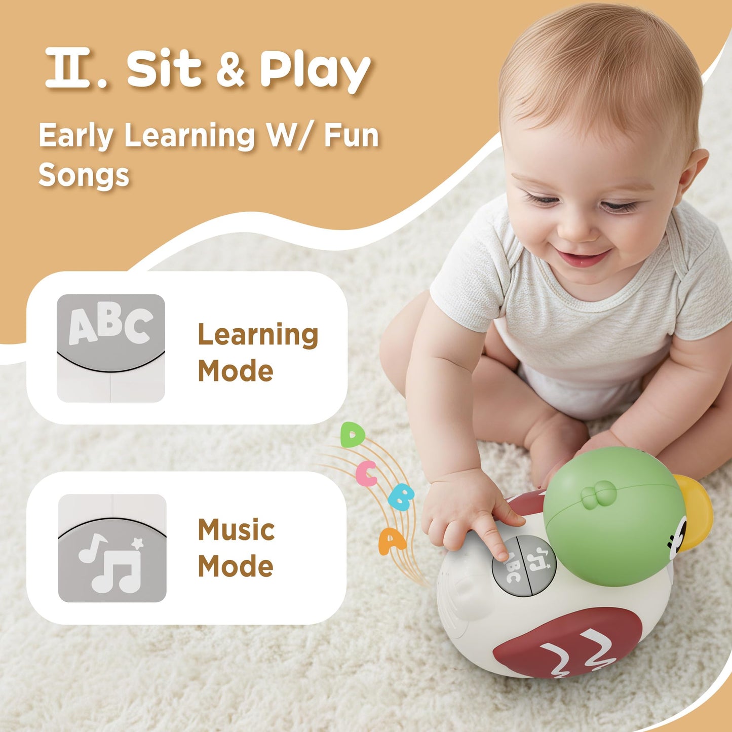 iPlay iLearn Baby Musical Duck Toy – 2-in-1 Learning & Music for 6-12 Months