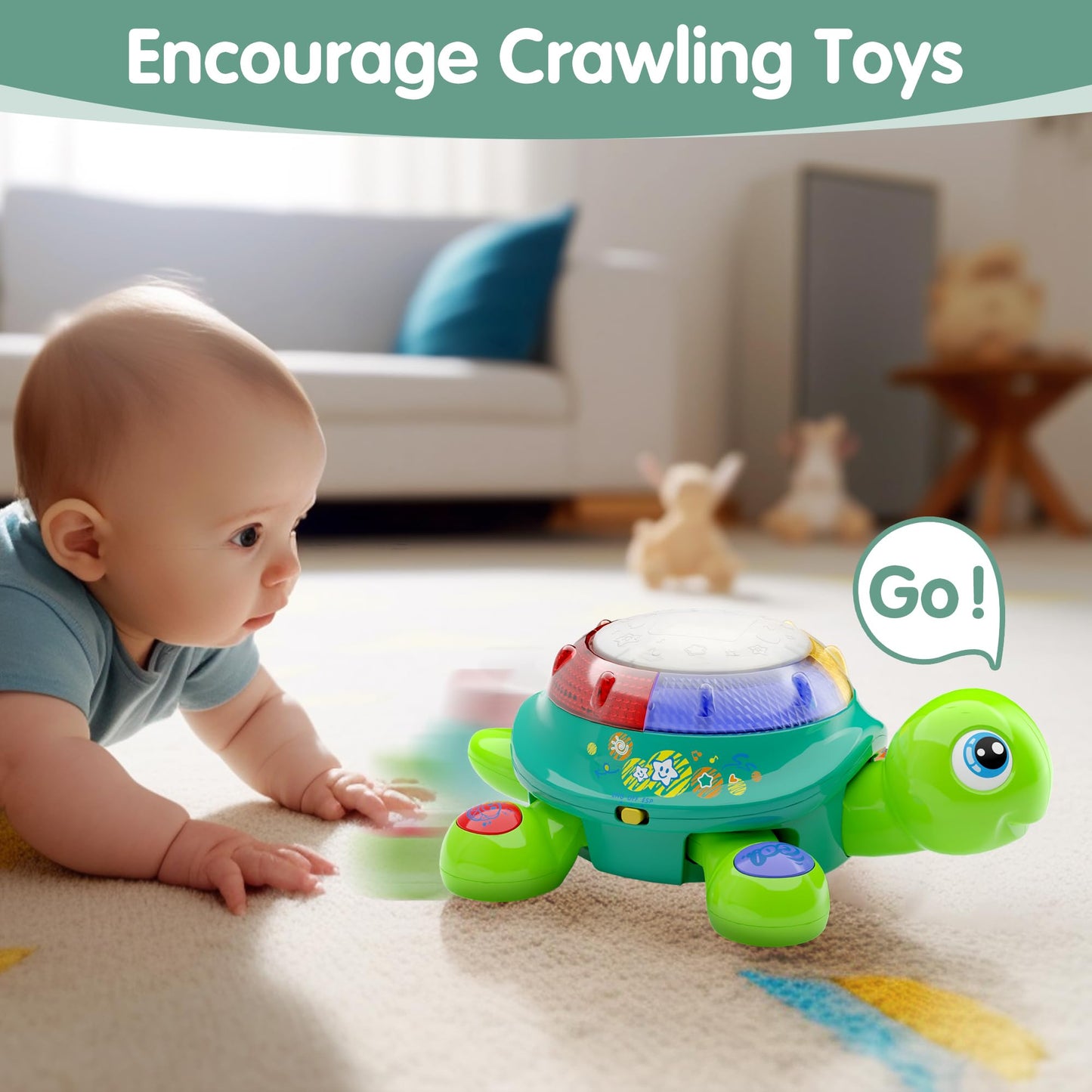 iPlay iLearn Baby Musical Turtle Toy – Spanish-English Bilingual Learning for Toddlers | Light & Sound