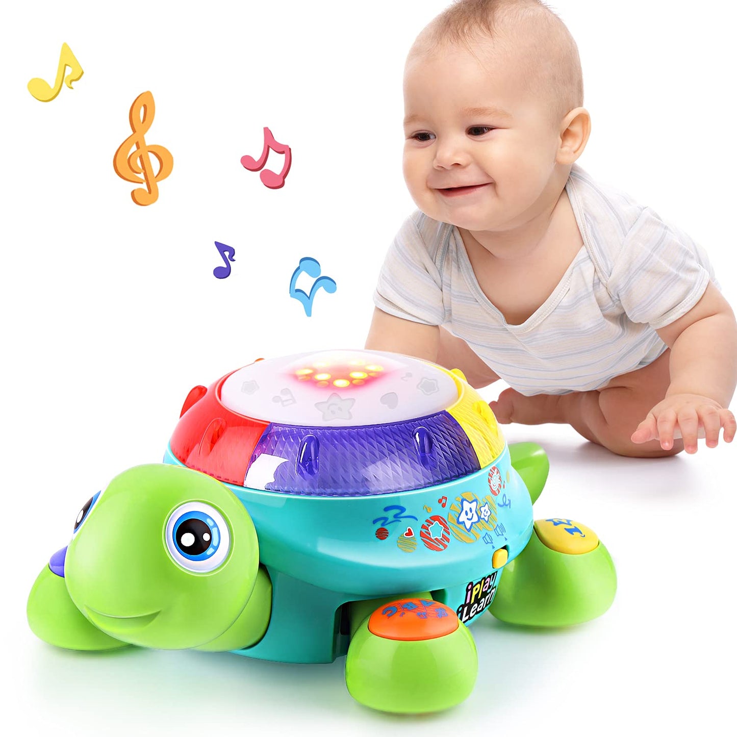iPlay iLearn Baby Musical Turtle Toy – Spanish-English Bilingual Learning for Toddlers | Light & Sound