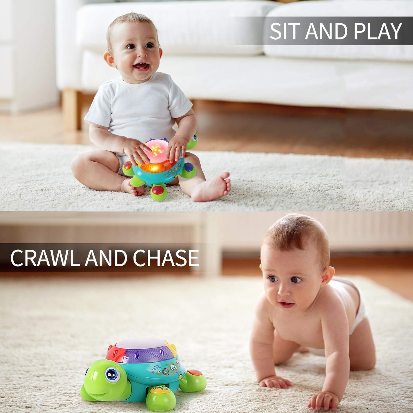 iPlay iLearn Baby Musical Turtle Toy – Spanish-English Bilingual Learning for Toddlers | Light & Sound