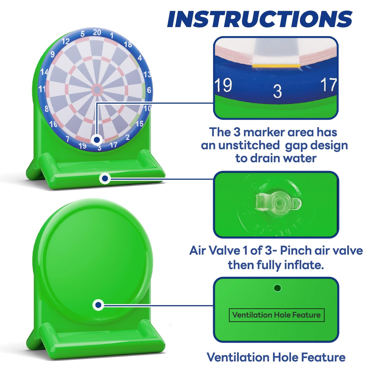 iPlay iLearn Inflatable Dart Board Pool Toy – Water Games for Kids & Family