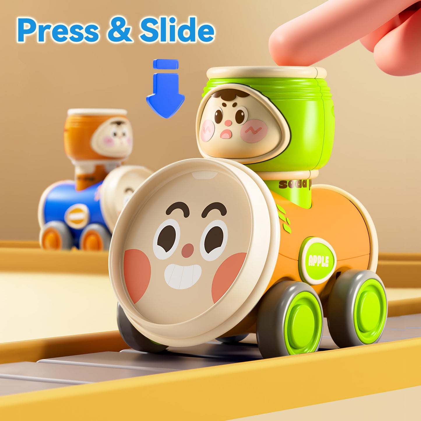 iPlay iLearn Press to Go Car Toys Set for Toddlers 1-3 | Friction Racing Cars