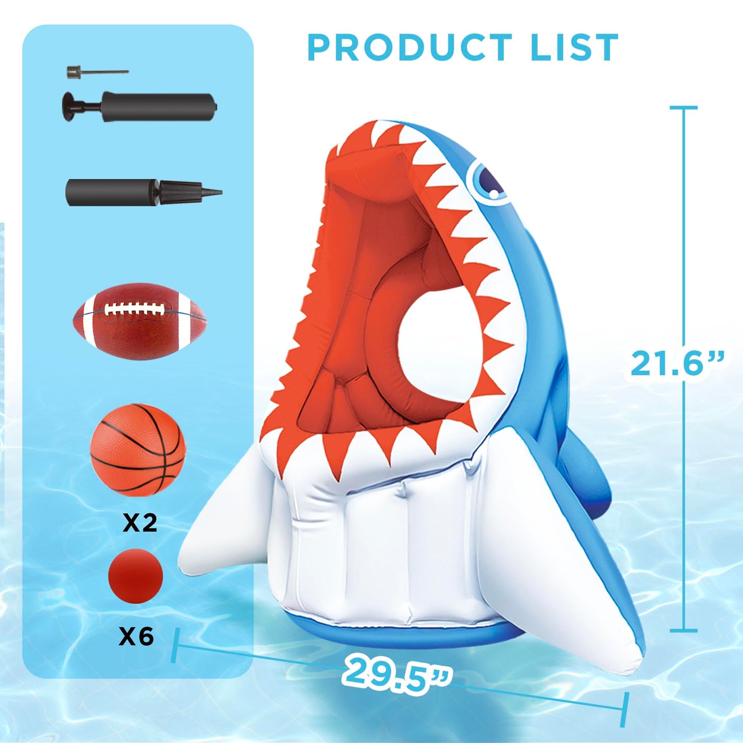 iPlay iLearn Kids Shark Pool Toy — 3-in-1 Inflatable Pool Game