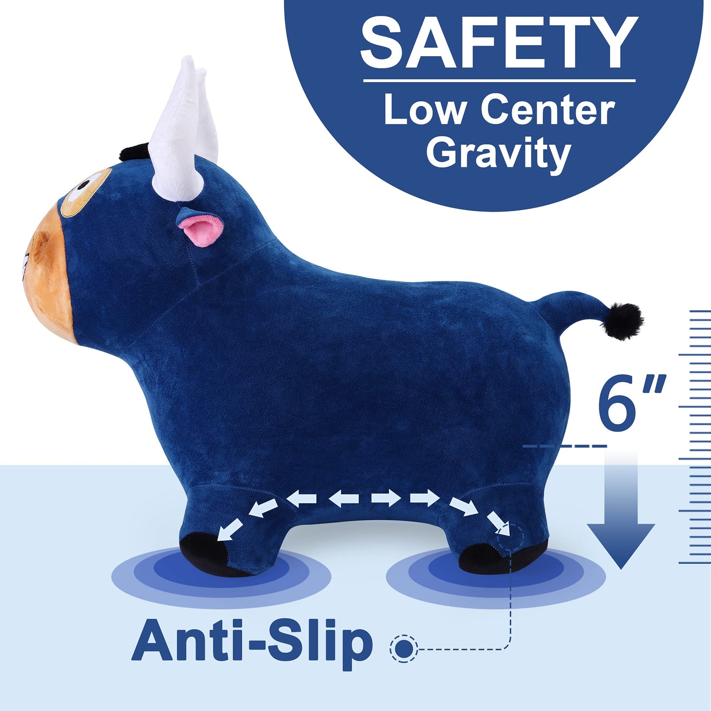iPlay, iLearn Bull Hopping Horse – Plush Inflatable Ride-On Toy for Kids