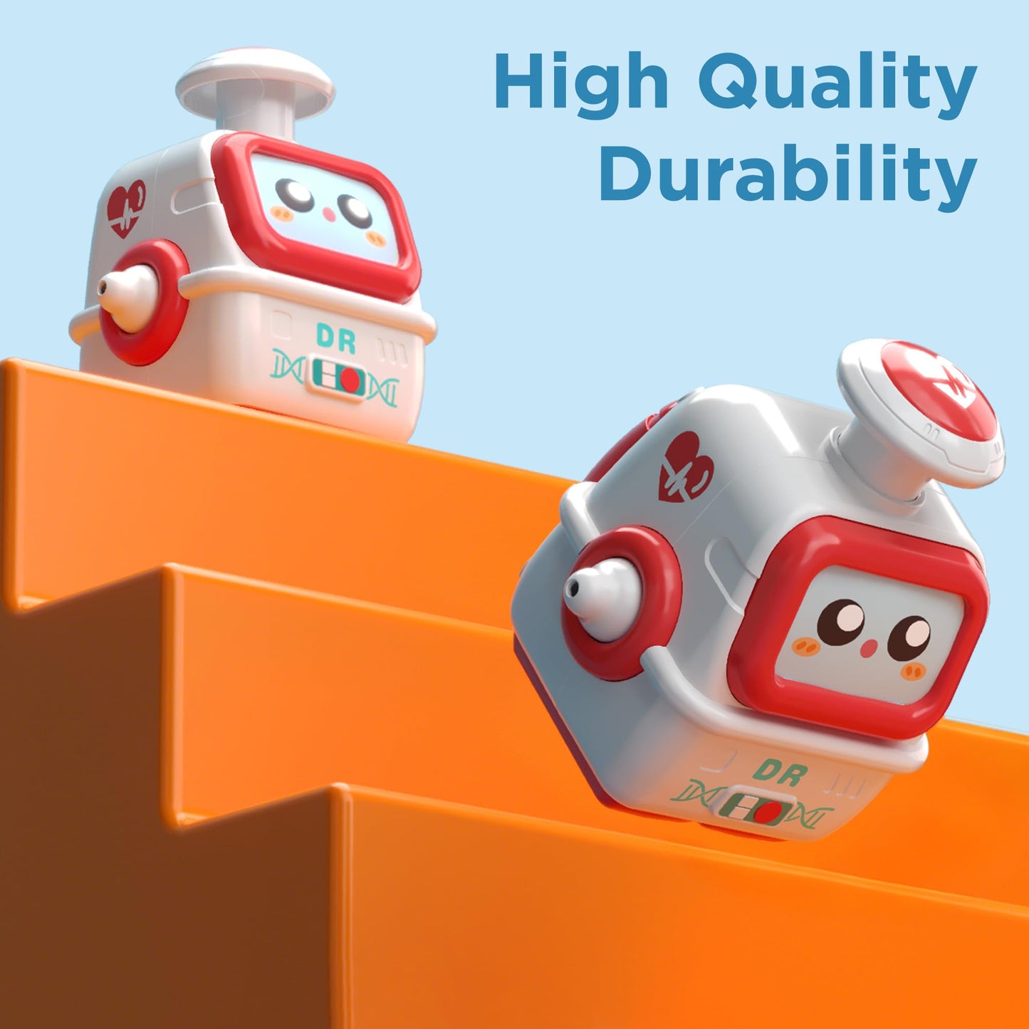 iPlay iLearn Press to Go Robot Car Toys - 4-Pack Push Cars for Toddlers 12-36 Months