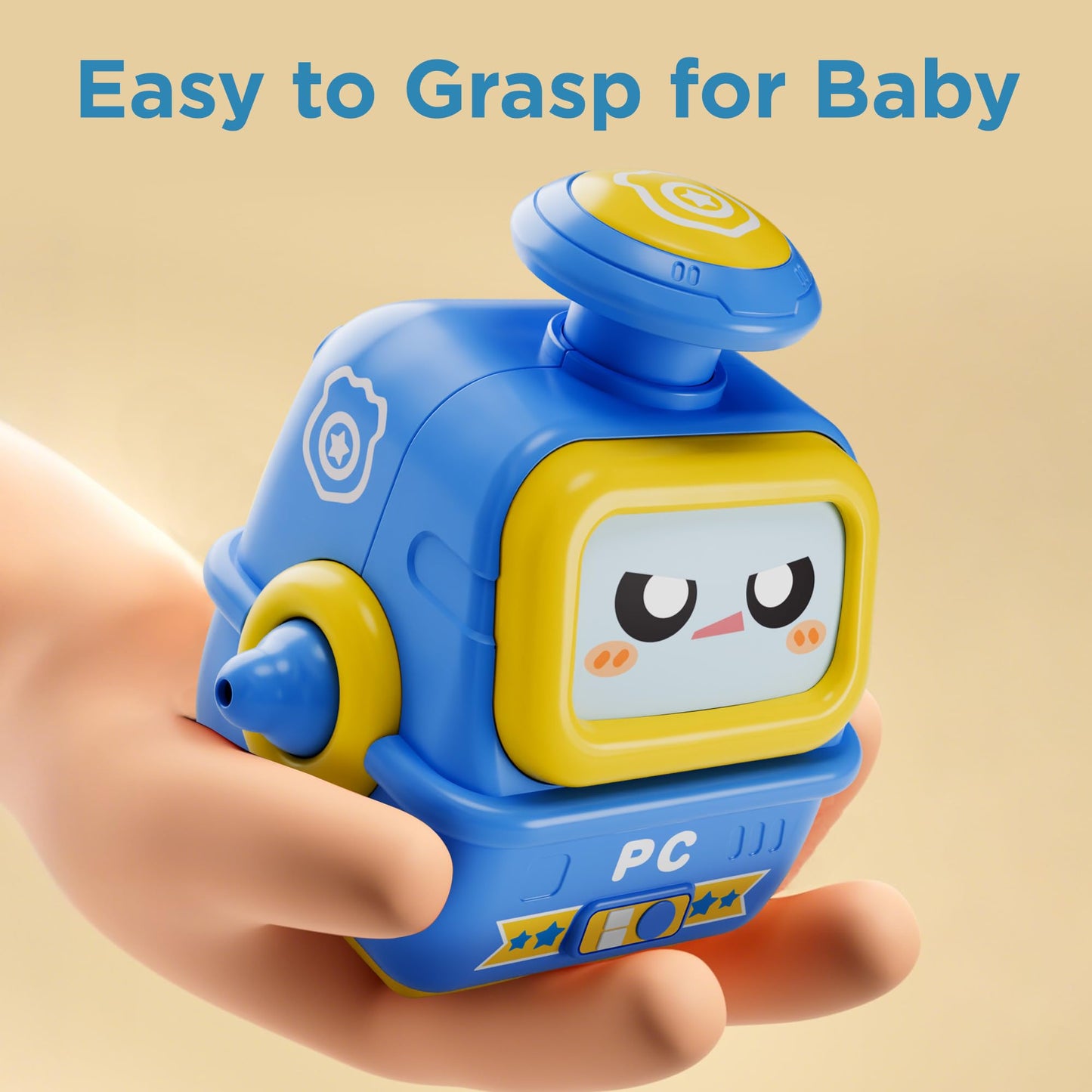 iPlay iLearn Press to Go Robot Car Toys - 4-Pack Push Cars for Toddlers 12-36 Months
